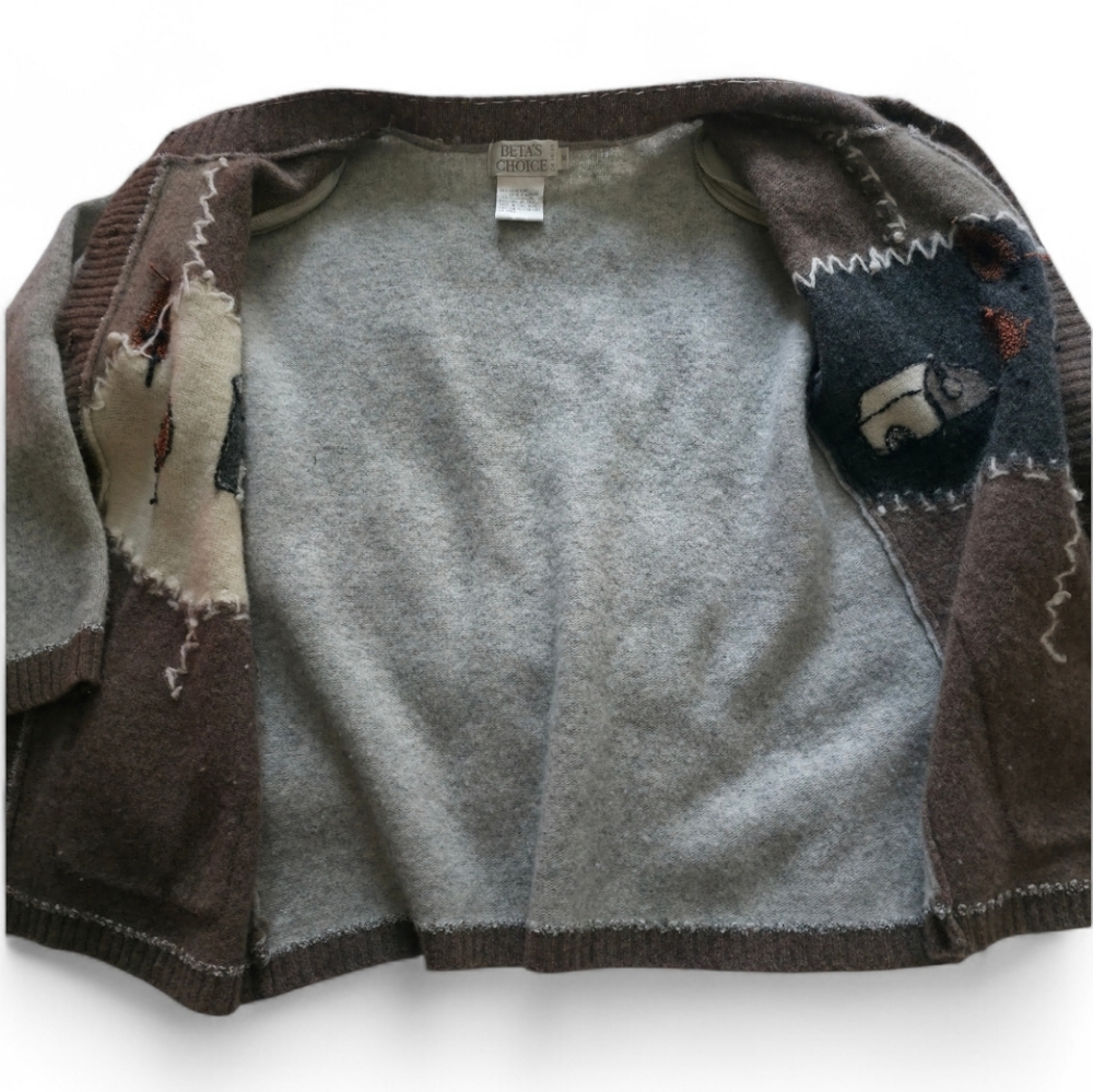 Vintage Lambswool Folk Scene Cardigan - Picture 2 of 8